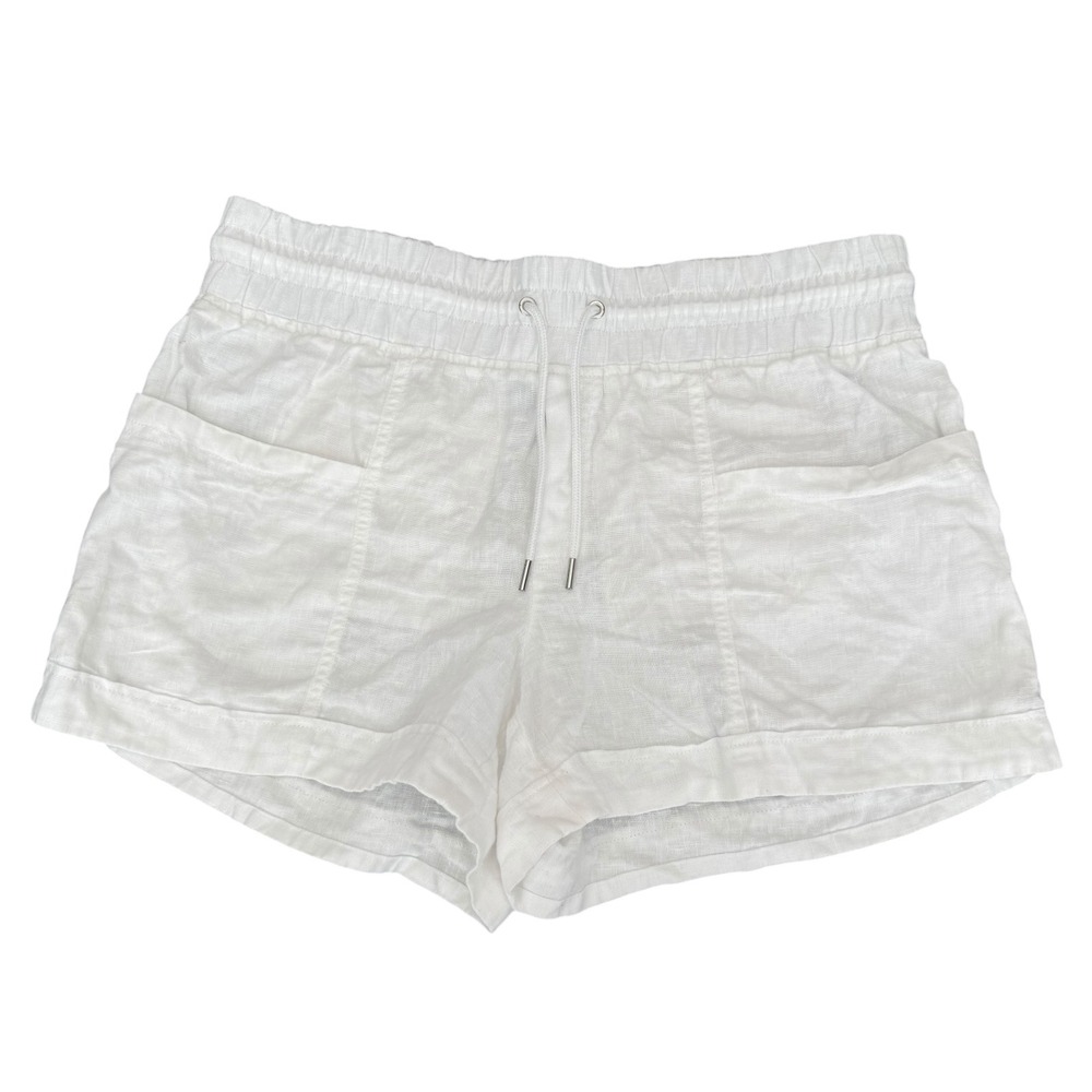 Athleta White Drawstring Linen Blend Women's Shorts